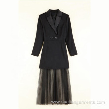 Super Star Brilliant Suit Collar Mesh Dress